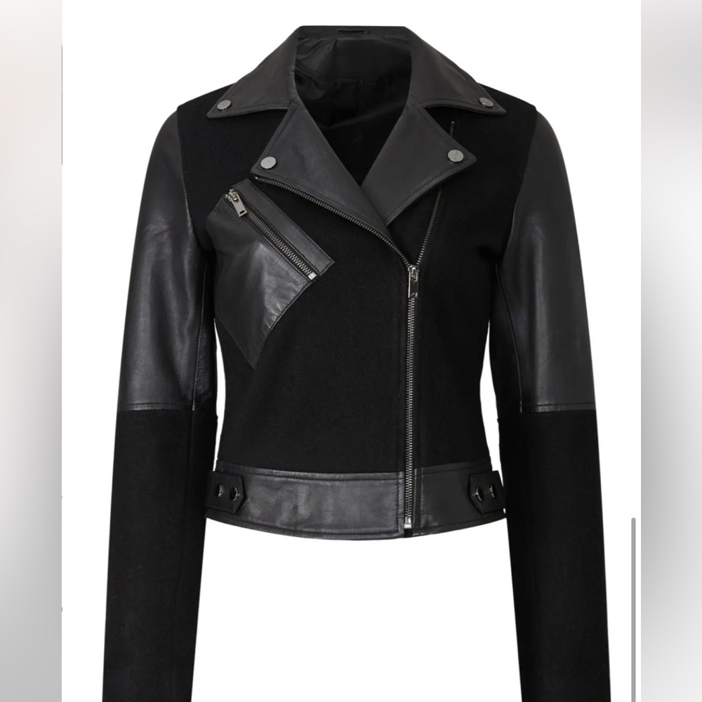 Slate and Willow leather and wool jacket.